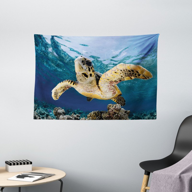 Hawksbill Sea Turtle Wide Tapestry