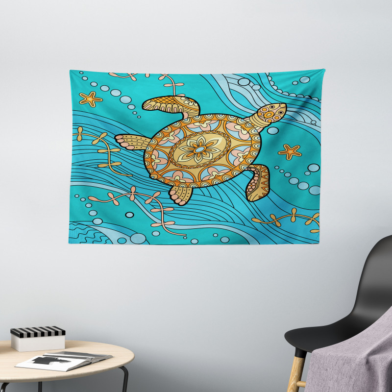 Doodle Water Wide Tapestry