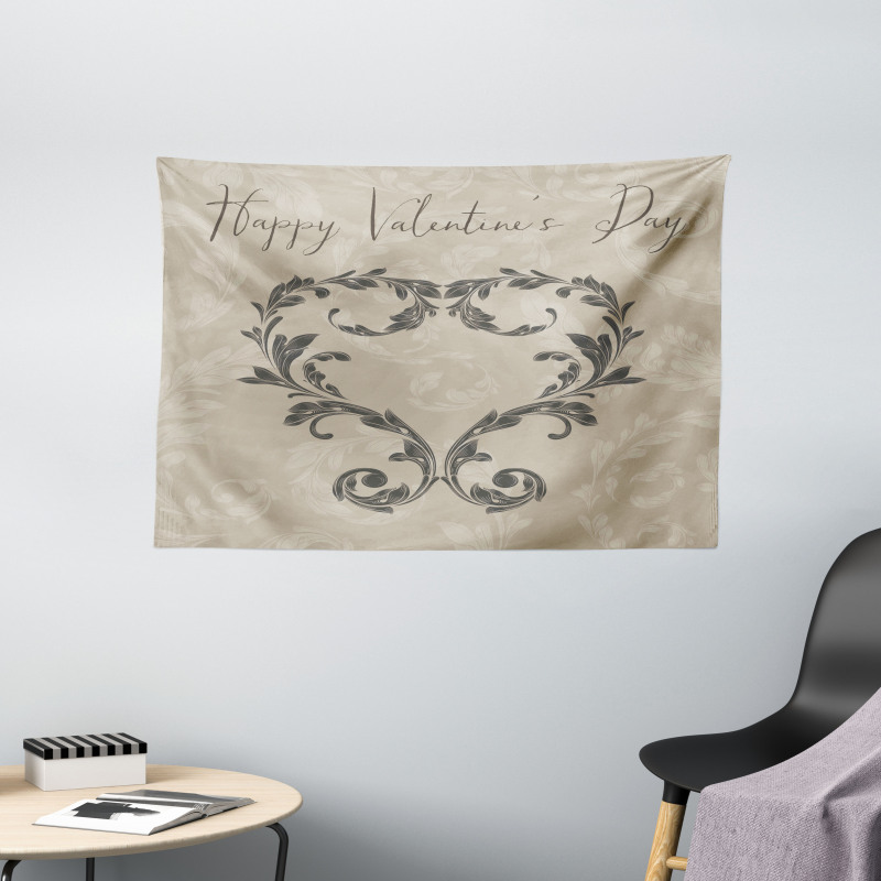 Valentine's Day Taupe Wide Tapestry