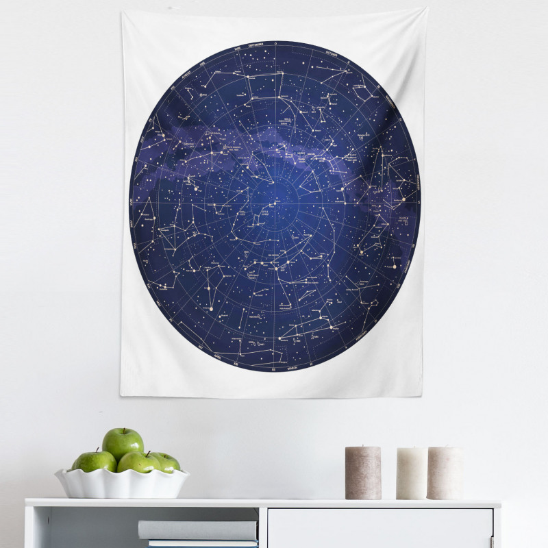 Astroloji Mikrofiber Duvar Halısı Yıldız Haritası