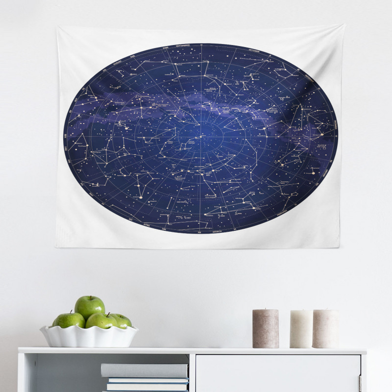Astroloji Mikrofiber Geniş Duvar Halısı Yıldız Haritası