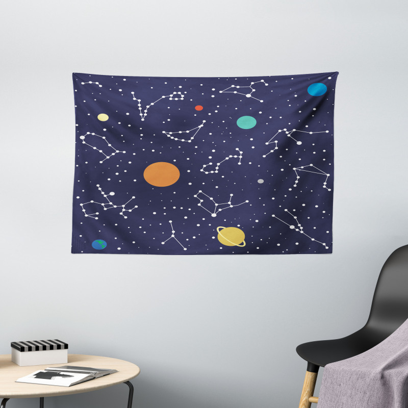 Zodiac Planets Wide Tapestry