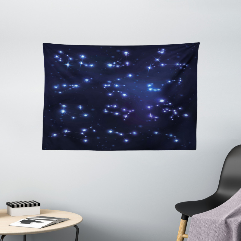 Galaxy and Signs Wide Tapestry