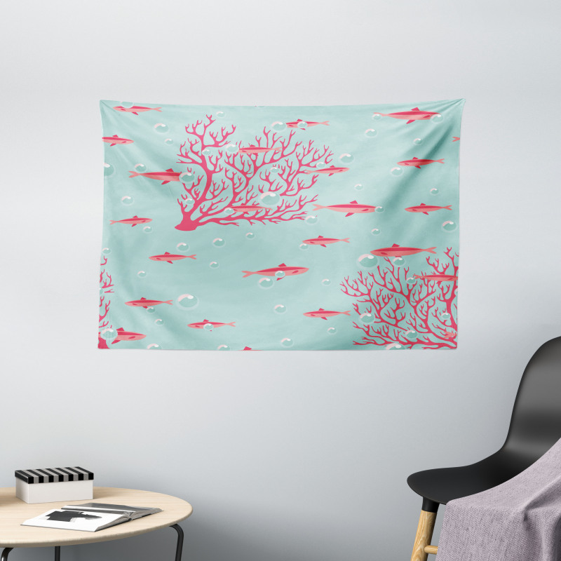Fishes Coral Reef Aquatic Wide Tapestry