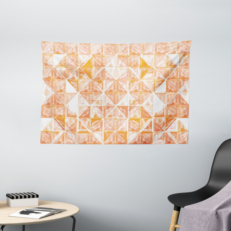 Triangular Grid Artwork Wide Tapestry