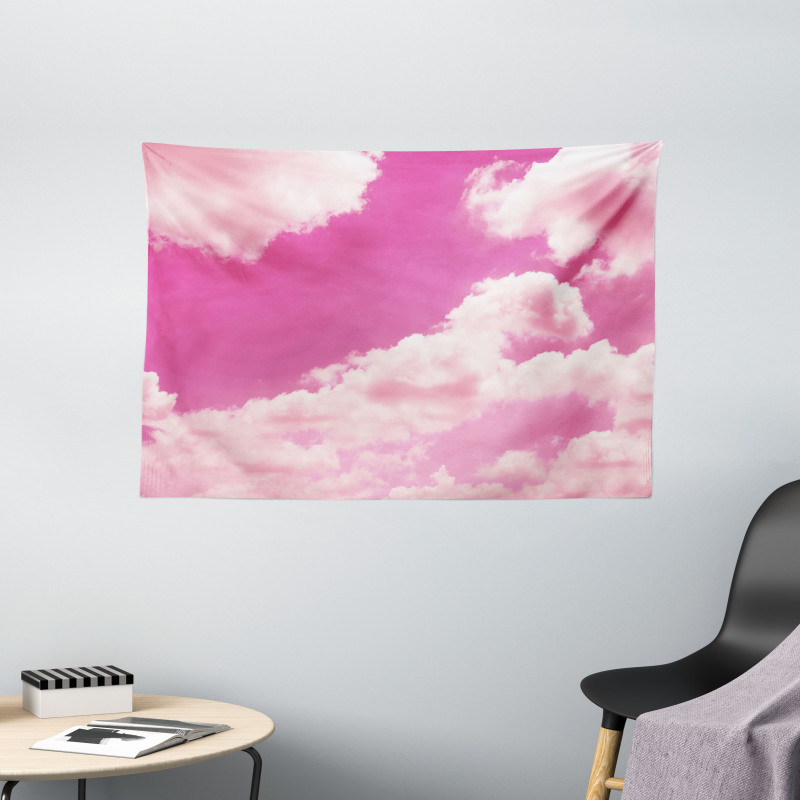 Pink Sunset Clouds Wide Tapestry