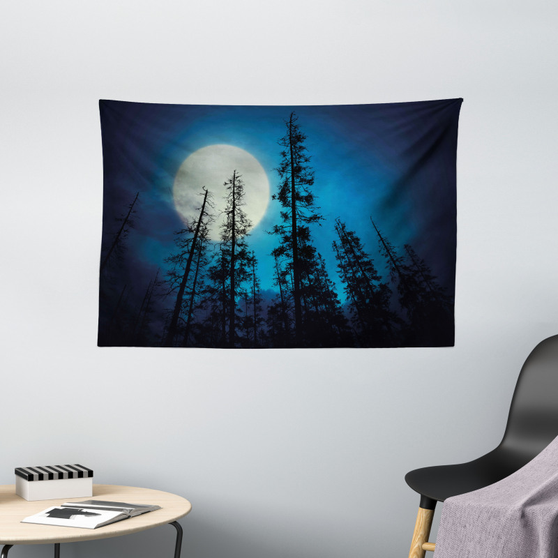 Spooky Forest Moon Wide Tapestry