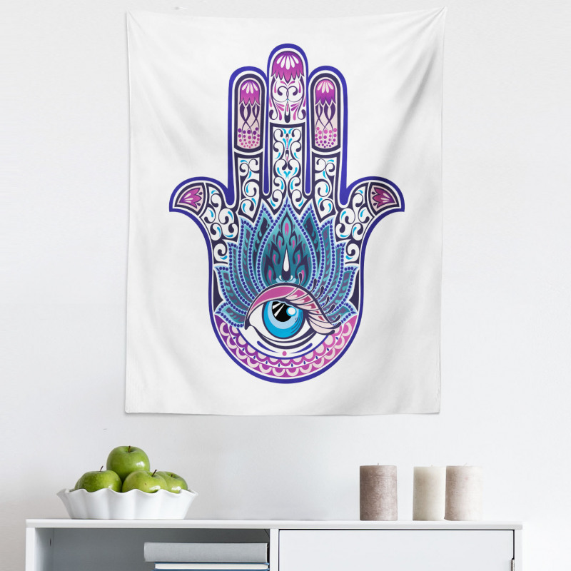 Hamsa Mikrofiber Duvar Halısı Fatıma'nın Eli Desenli