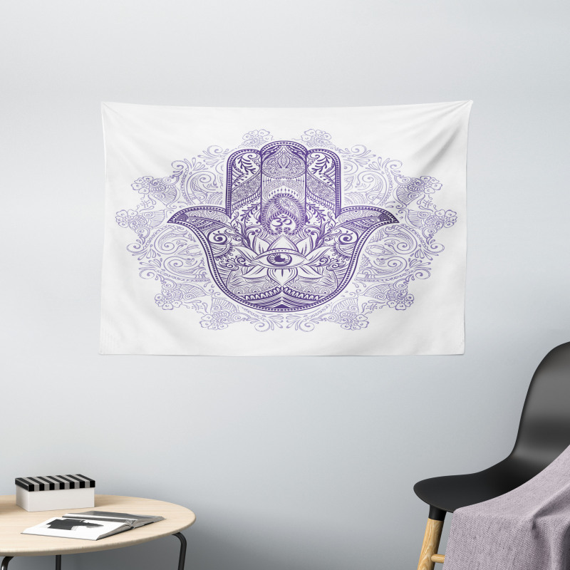 Ornate Hamsa Paisley Wide Tapestry