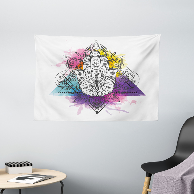 Hamsa Triangle Art Wide Tapestry