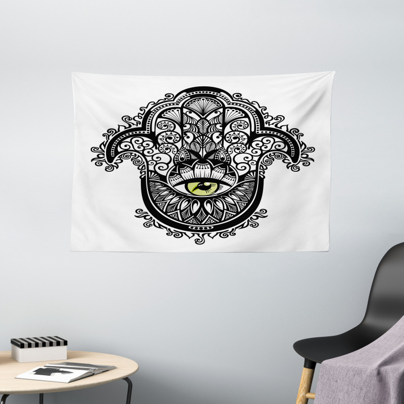 Vivid Swirled Floral Wide Tapestry