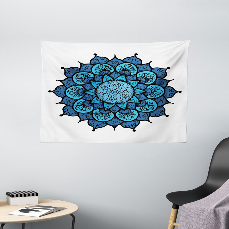 Vintage Folk Flower Wide Tapestry