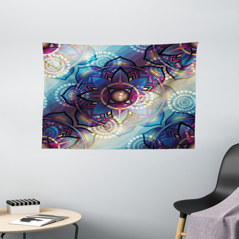 Diagonal Gradient Lotus Wide Tapestry