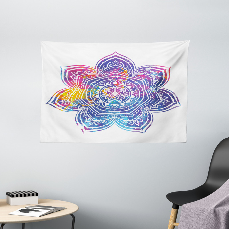 Vivid Colored Lotus Wide Tapestry