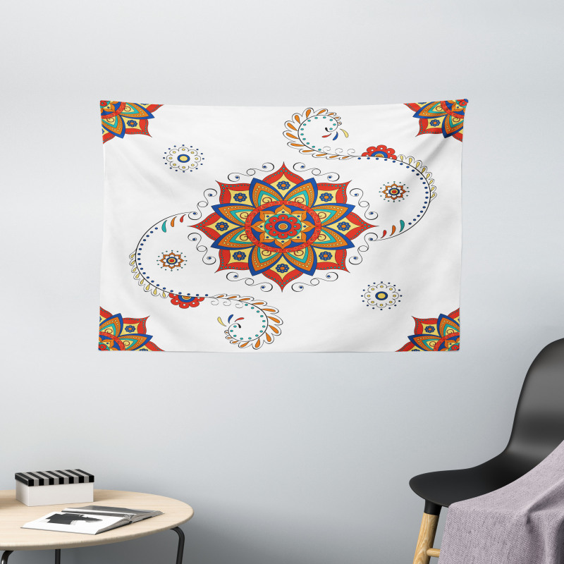 Lotus Inspired Swirled Wide Tapestry