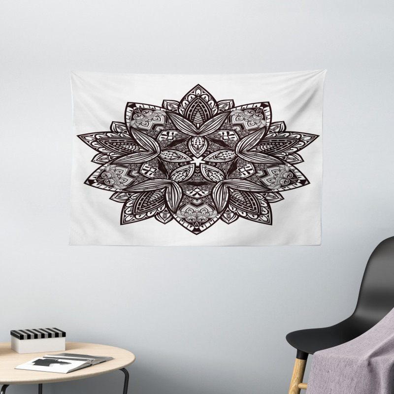 Floral Tattoo Art Wide Tapestry