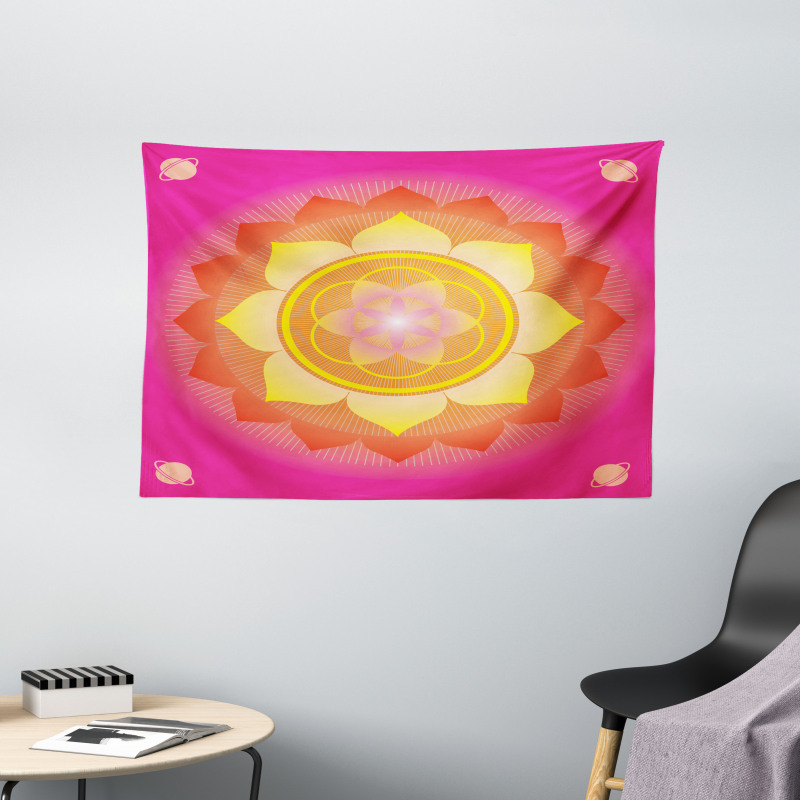 Lotus Planet Astral Cosmic Wide Tapestry