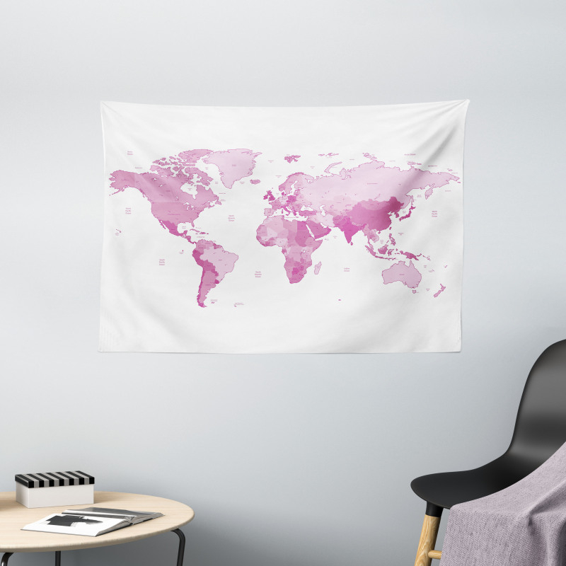 World Map Continents Wide Tapestry
