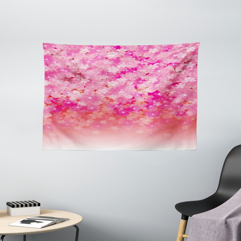 Cherry Bloom Tree Wide Tapestry