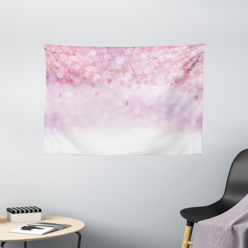 Sakura Bloom Florets Wide Tapestry