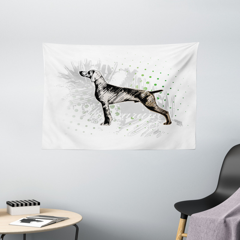 Dog Sketch Art Wide Tapestry