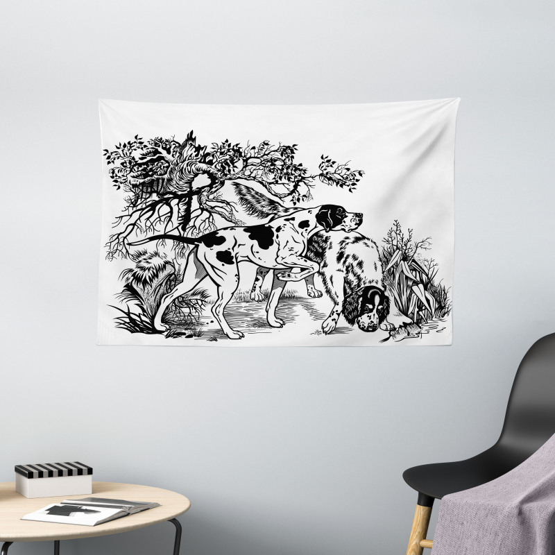 Dogs in Forest Wide Tapestry