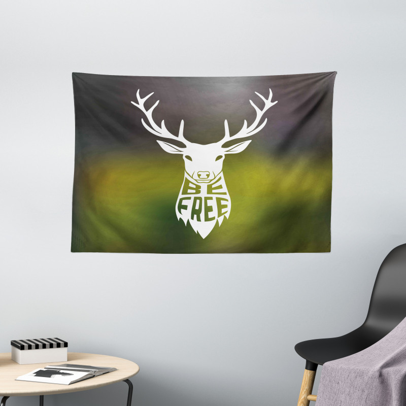 Deer Head Art Wide Tapestry