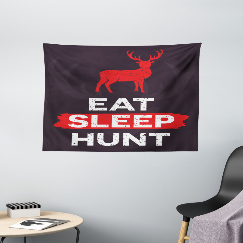 Eat Sleep Hunt Wide Tapestry