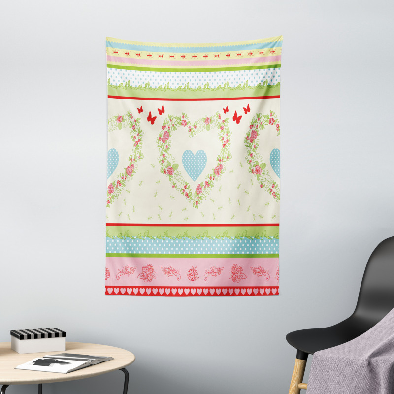 Country Rose Hearts Tapestry