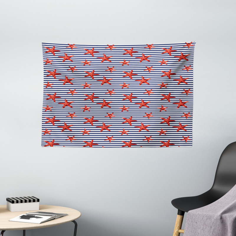 Maritime Themed Pattern Wide Tapestry