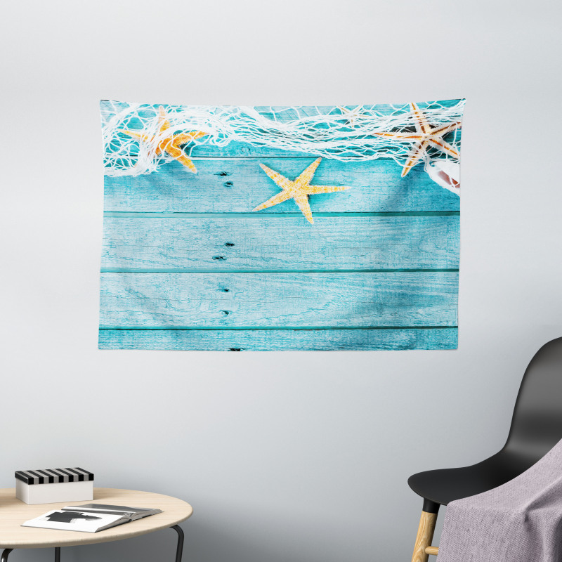 Rustic Fish Net Wide Tapestry