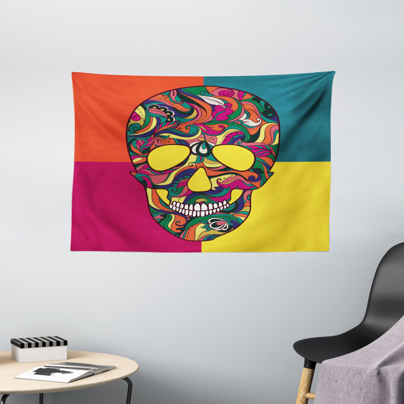 Colorful Calavera Wide Tapestry