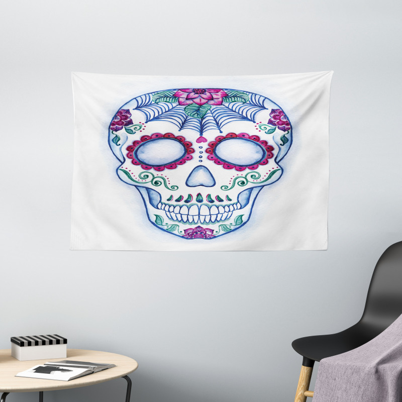 Colorful Doodle Wide Tapestry
