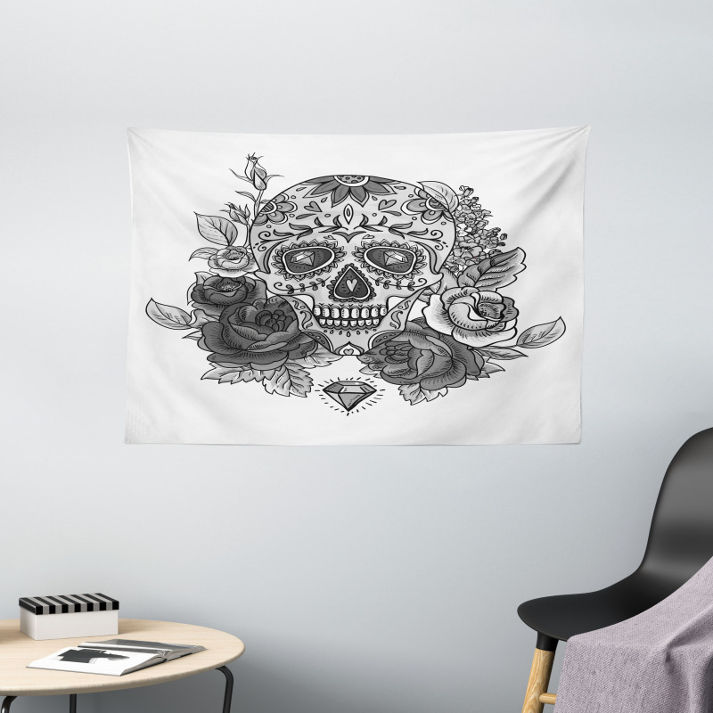 Roses Diamond Shape Wide Tapestry