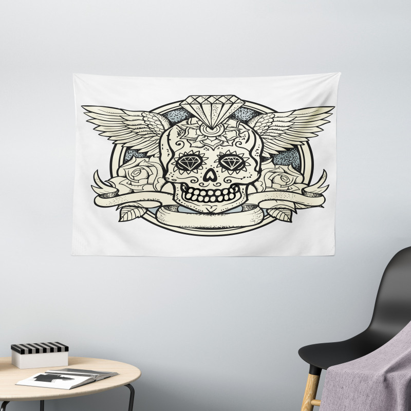 Calavera Diamond Wide Tapestry