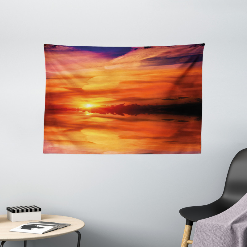 Dramatic Sunset Lake Wide Tapestry