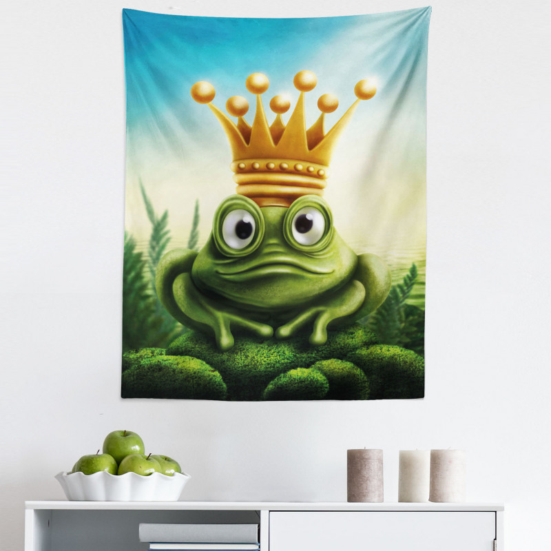 Kral Mikrofiber Duvar Halısı Yeşil Kurbağa Prens