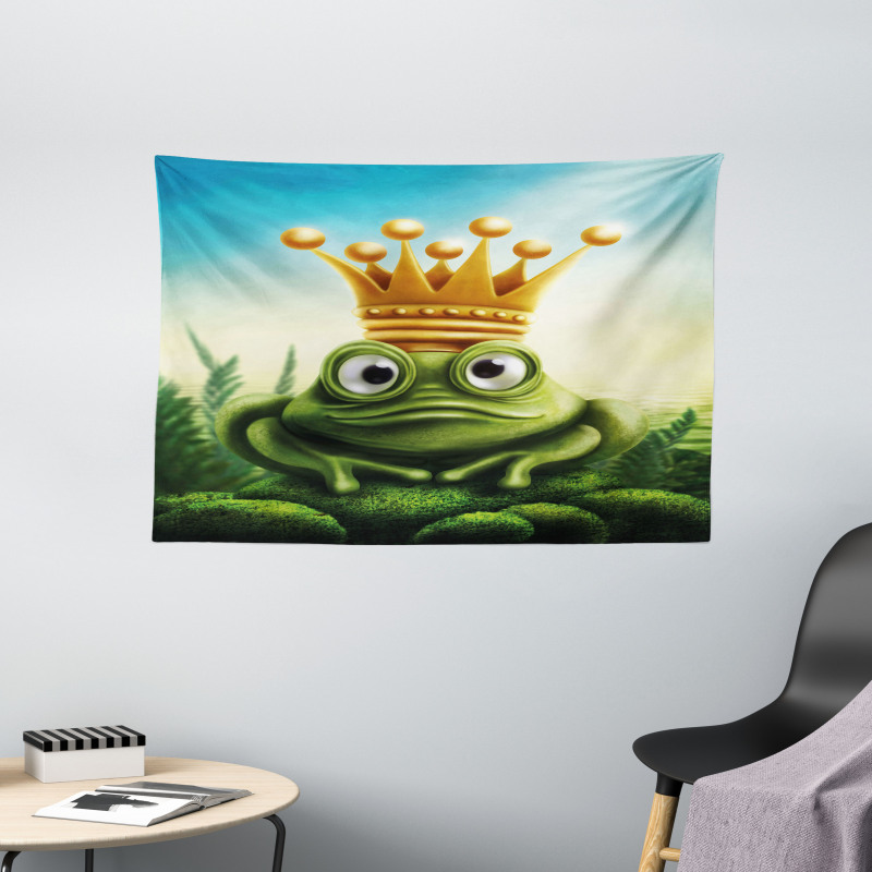 Frog Prince on Moss Stone Wide Tapestry