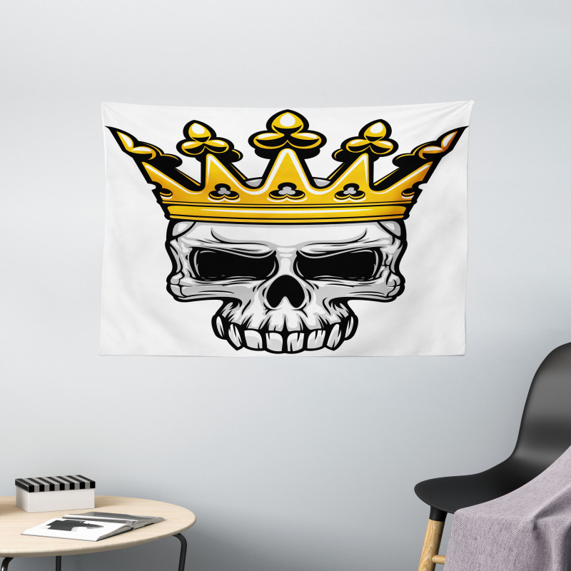 Skull Cranium with Coronet Wide Tapestry