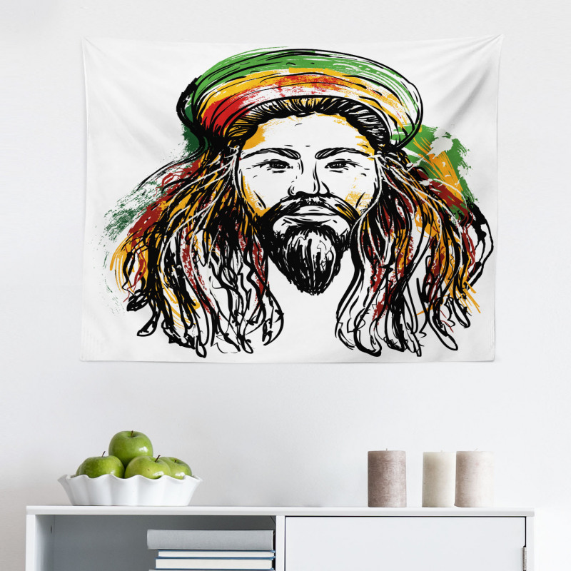 Sanatsal Mikrofiber Geniş Duvar Halısı Reggae Yapan Adam