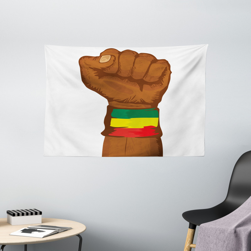 Ethiopian Flag Colors Wide Tapestry