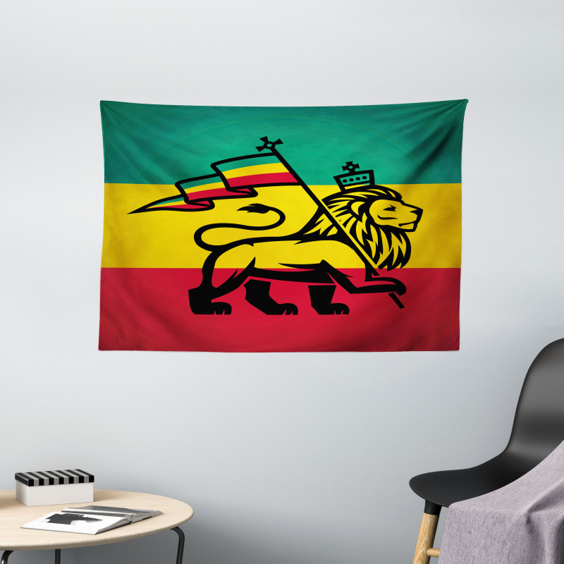 Judah Lion Rastafari Flag Wide Tapestry