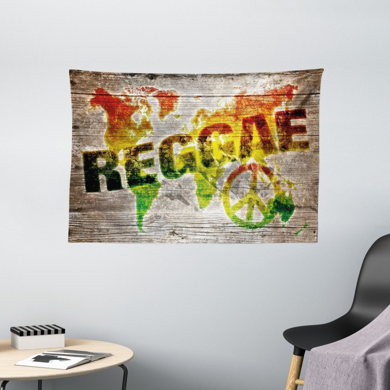 World Map Reggae Words Wide Tapestry