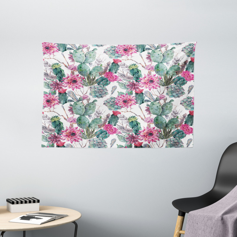 Spring Blooms Boho Style Wide Tapestry