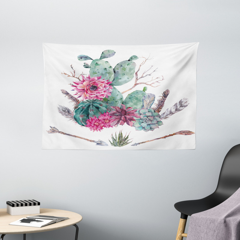Exotic Bouquet Vintage Wide Tapestry