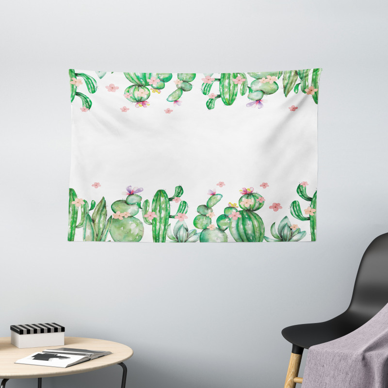 Tender Romantic Blossoms Wide Tapestry