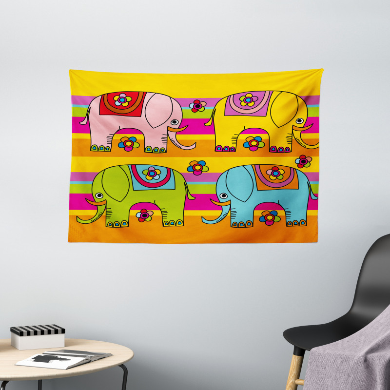 Funky Floral Wide Tapestry