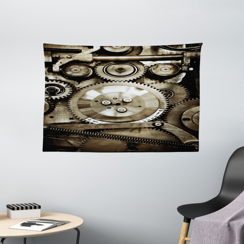 Aged Gears Wide Tapestry