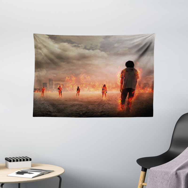 People in Flame Wide Tapestry