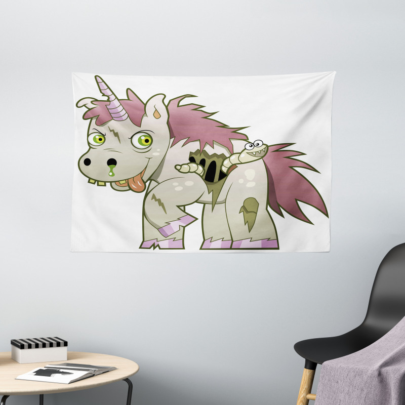 Evil Unicorn Myth Wide Tapestry